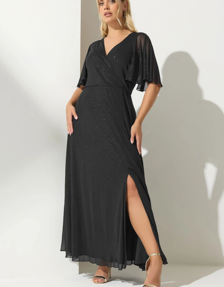 Glitter Wrap Maxi Dress