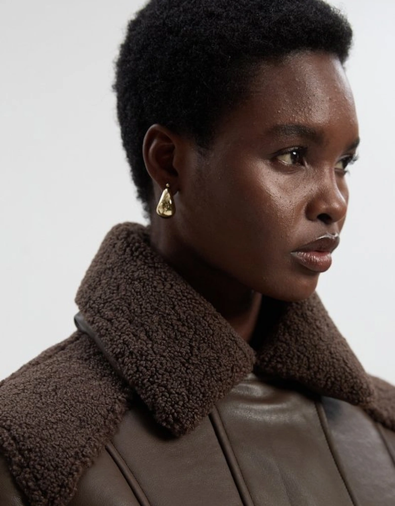 Petite Faux Fur Aviator Longline Coat