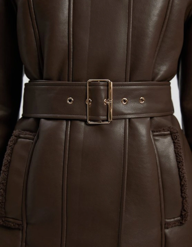 Petite Faux Fur Aviator Longline Coat