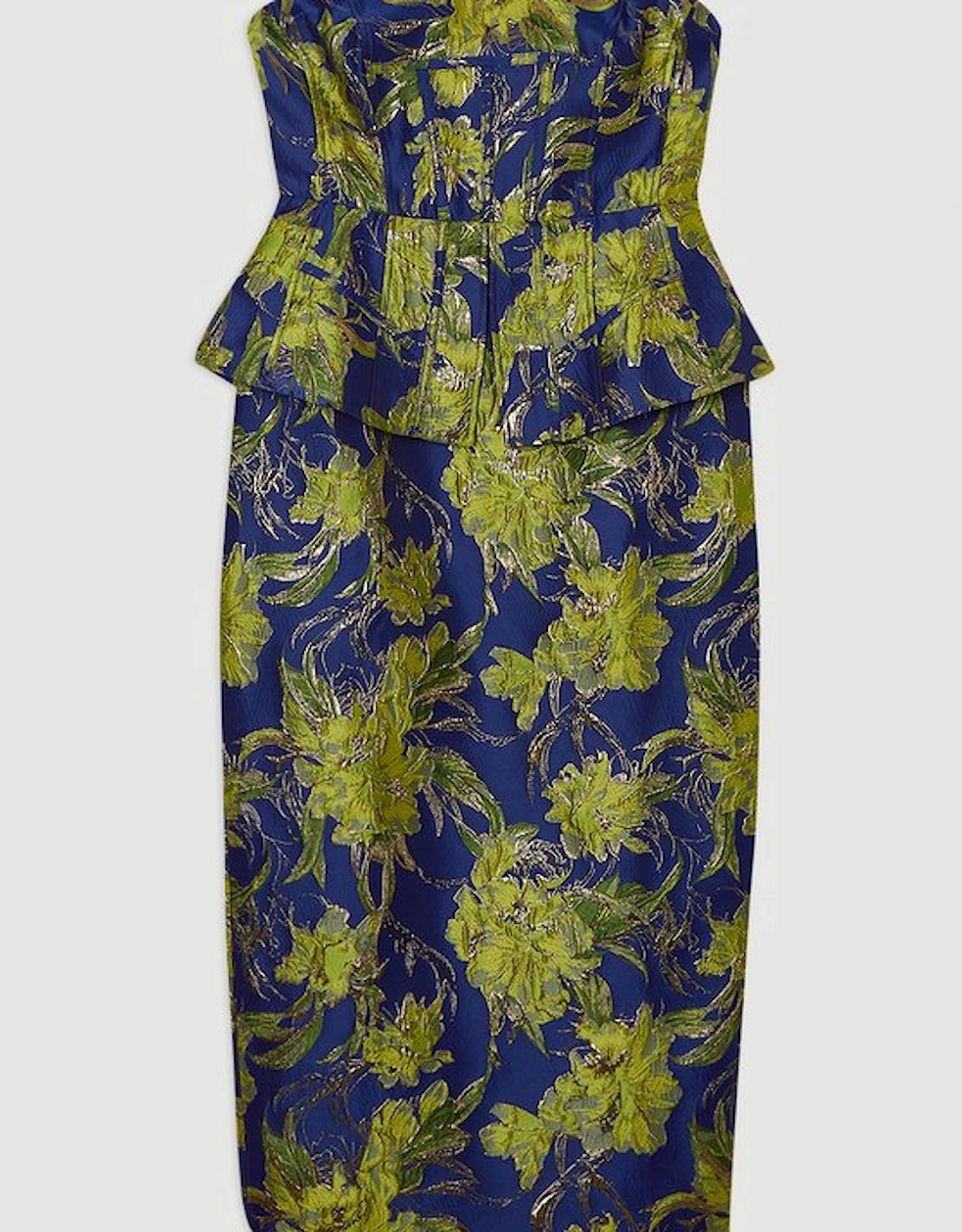 Petite Floral Jacquard Tailored Midi Pencil Dress