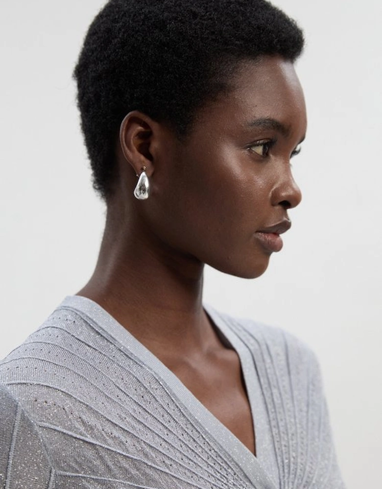 Sparkle Metallic Knitted Fitted Cardigan