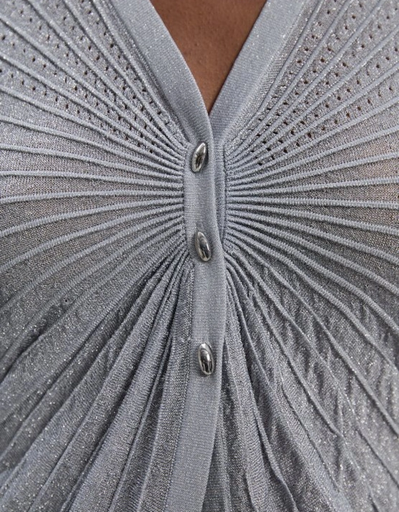 Sparkle Metallic Knitted Fitted Cardigan