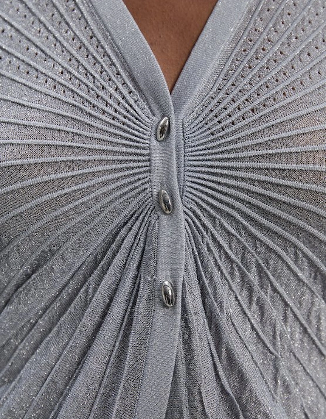 Sparkle Metallic Knitted Fitted Cardigan