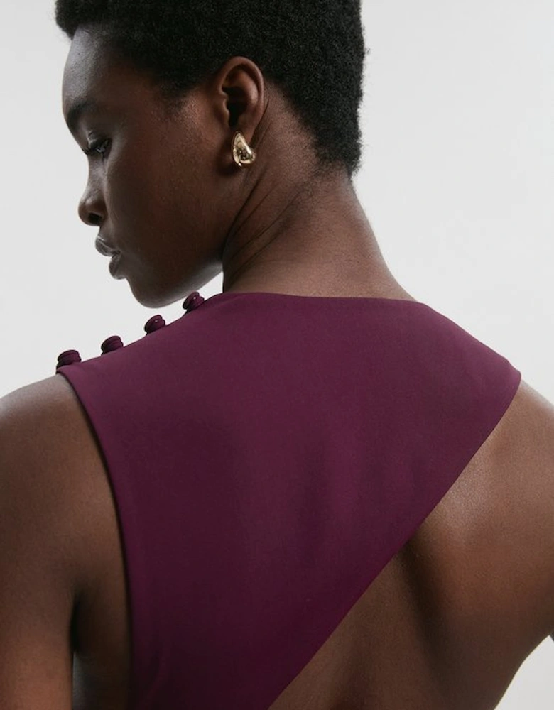 Soft Tailored Colour Block Halter Neck Midi Dress