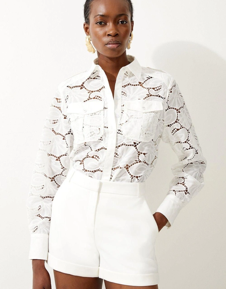 Cotton Cutwork Woven Shirt