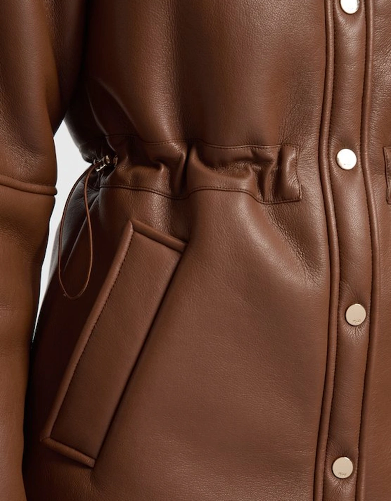 Faux Fur Collar Waisted Coat