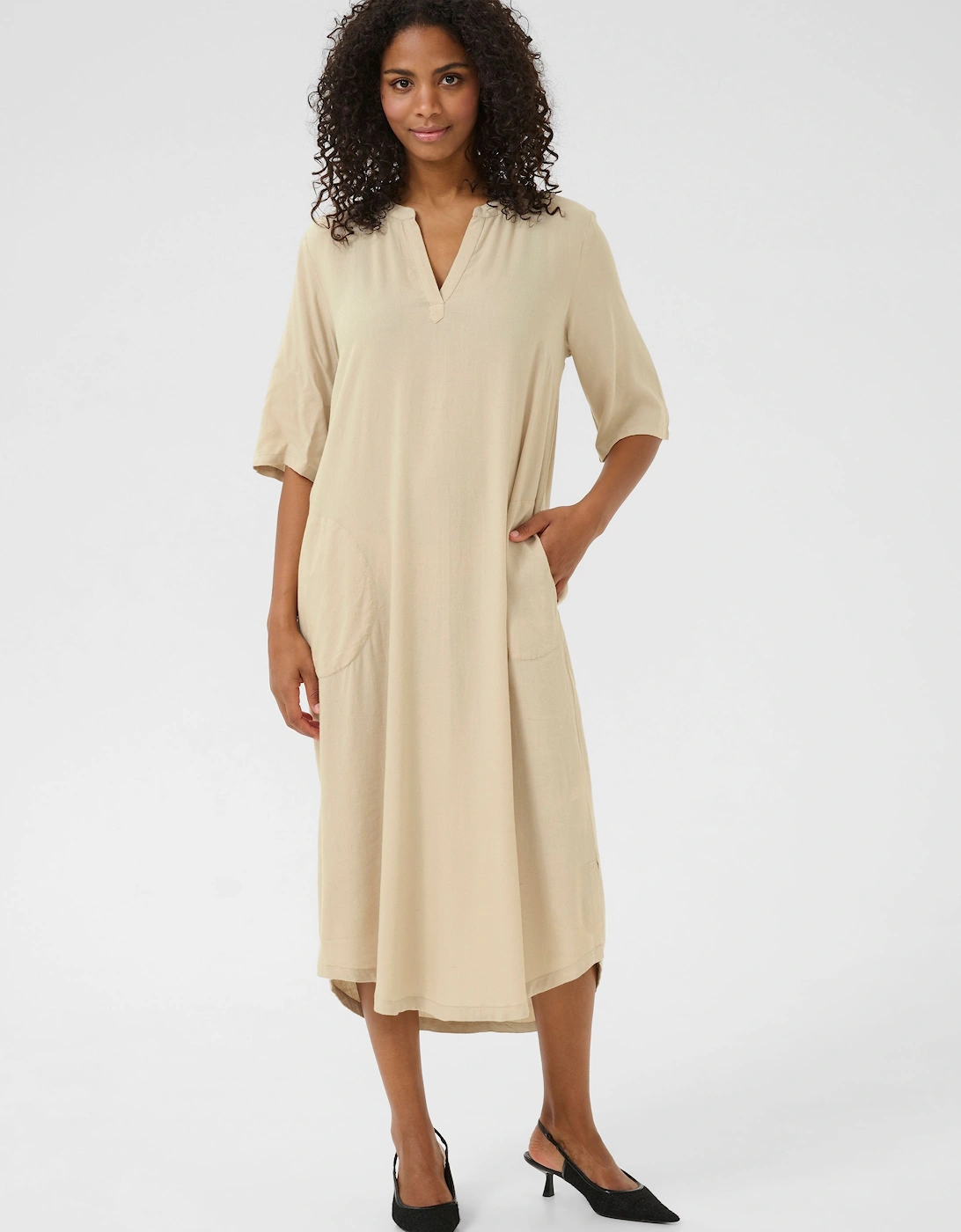 KAmilia 3/4 Sleeve Kaftan Midi Dress Striped, 2 of 1
