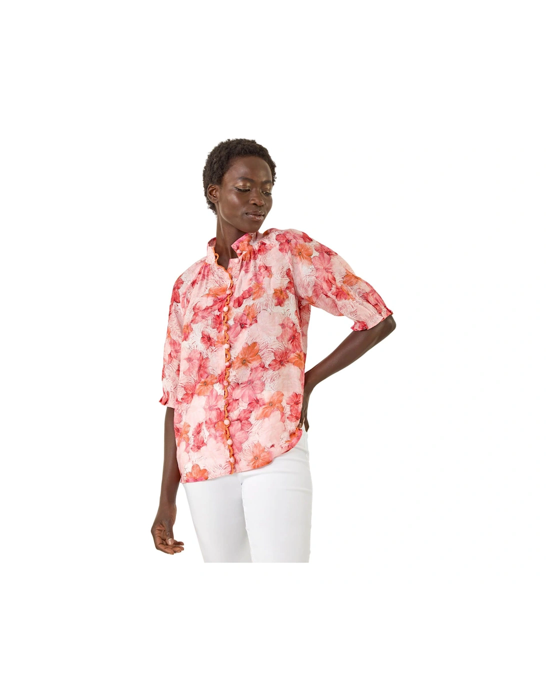 Floral Print Button Detail Blouse, 2 of 1