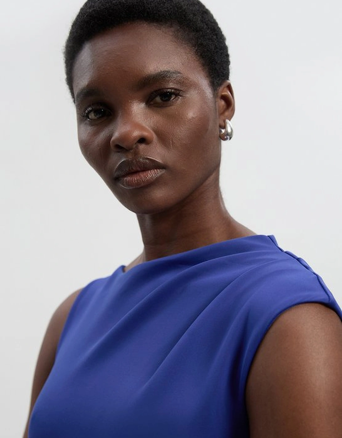 Petite Scuba Drama Ruffle Hem Woven Maxi Dress