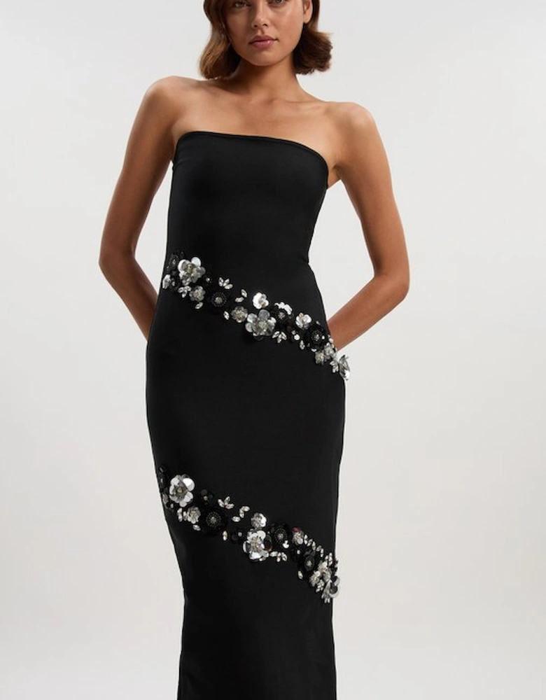 Petite Embellished Figure Form Bandeau Maxi Dress