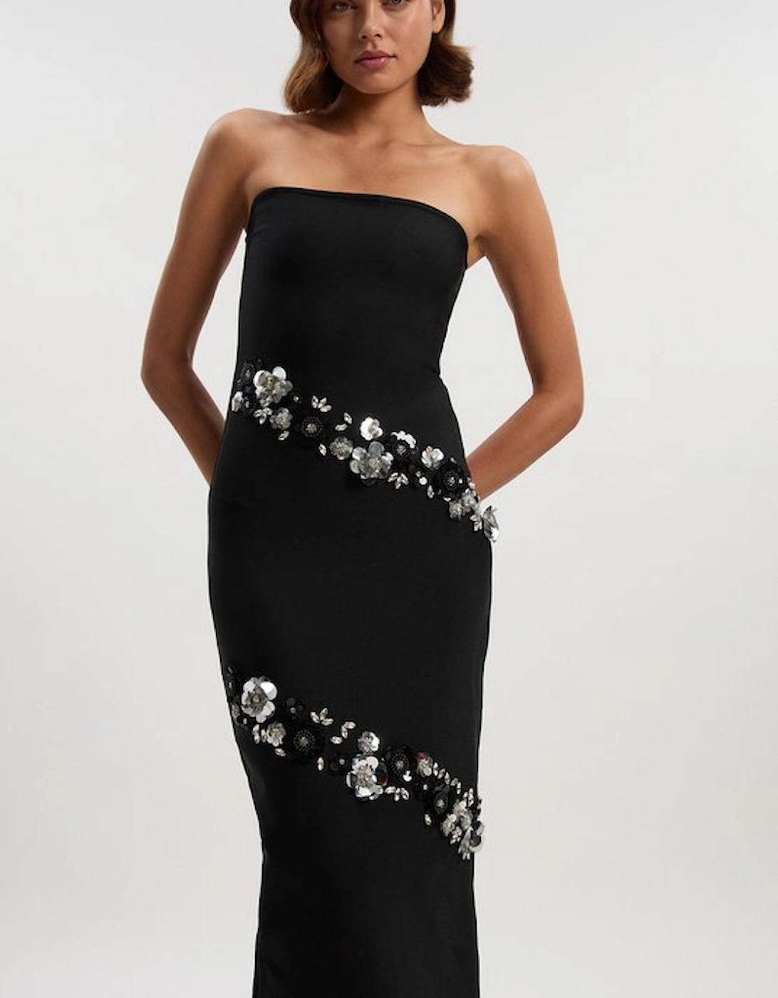 Petite Embellished Figure Form Bandeau Maxi Dress