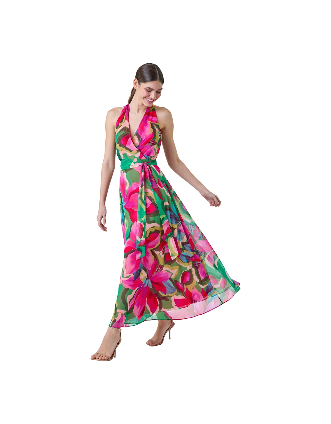 Floral Print Halterneck Maxi Dress, 2 of 1