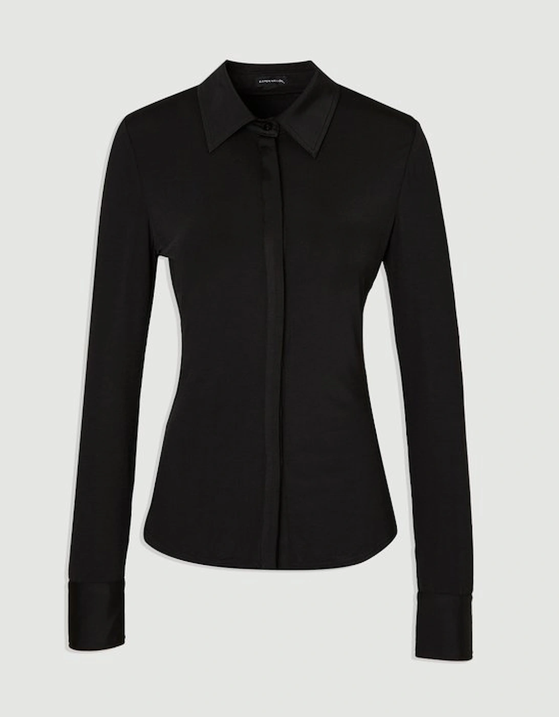 Drapey Crepe Slim Collared Shirt