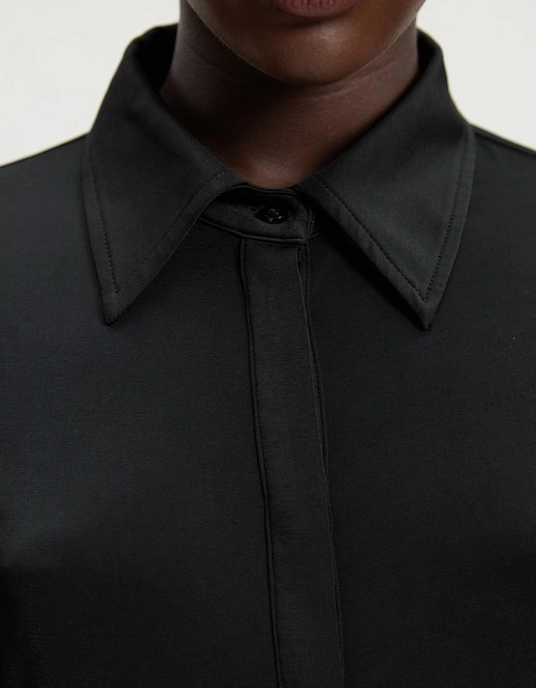 Drapey Crepe Slim Collared Shirt