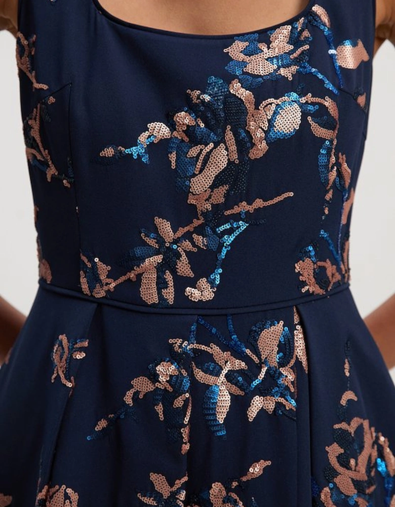 Satin Sequin And Embroidery Woven Prom Dress