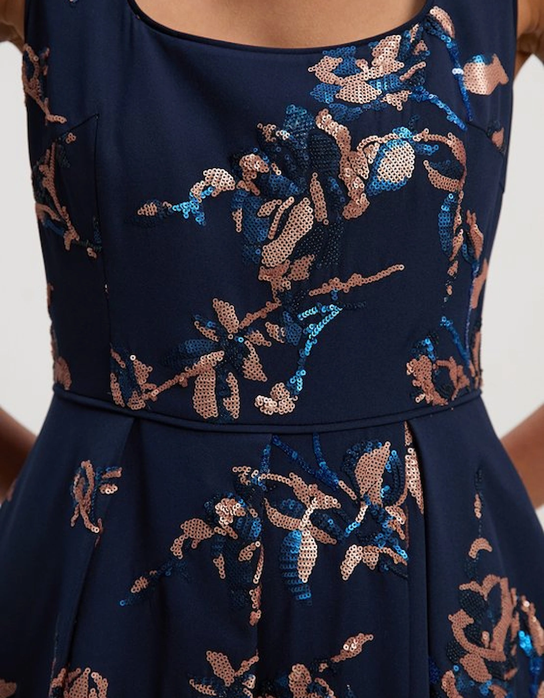 Satin Sequin And Embroidery Woven Prom Dress