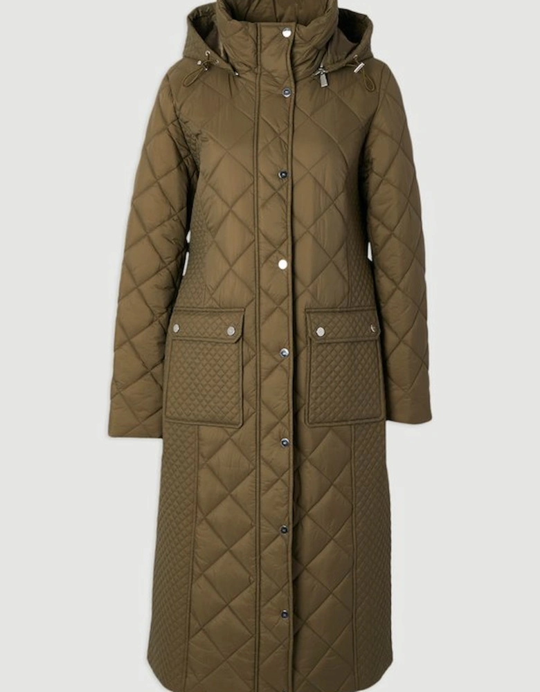 Quilted Hooded Longline Coat
