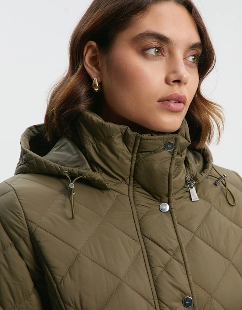 Quilted Hooded Longline Coat