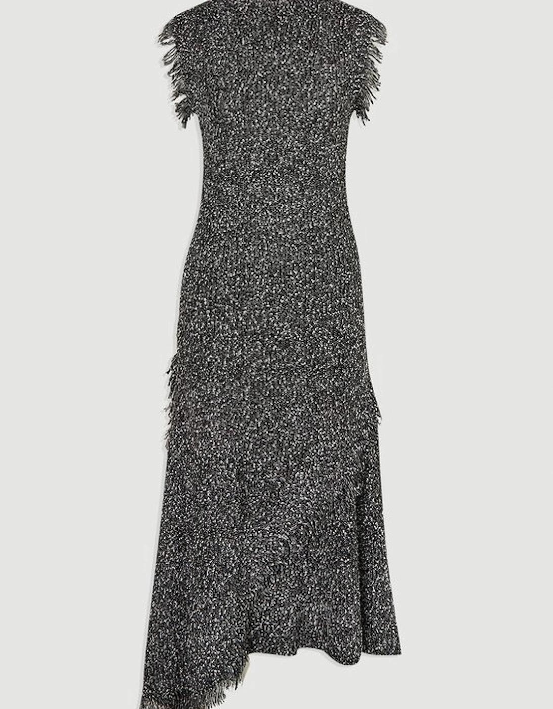 Tweed Yarn Fringe Trim Knitted Dress