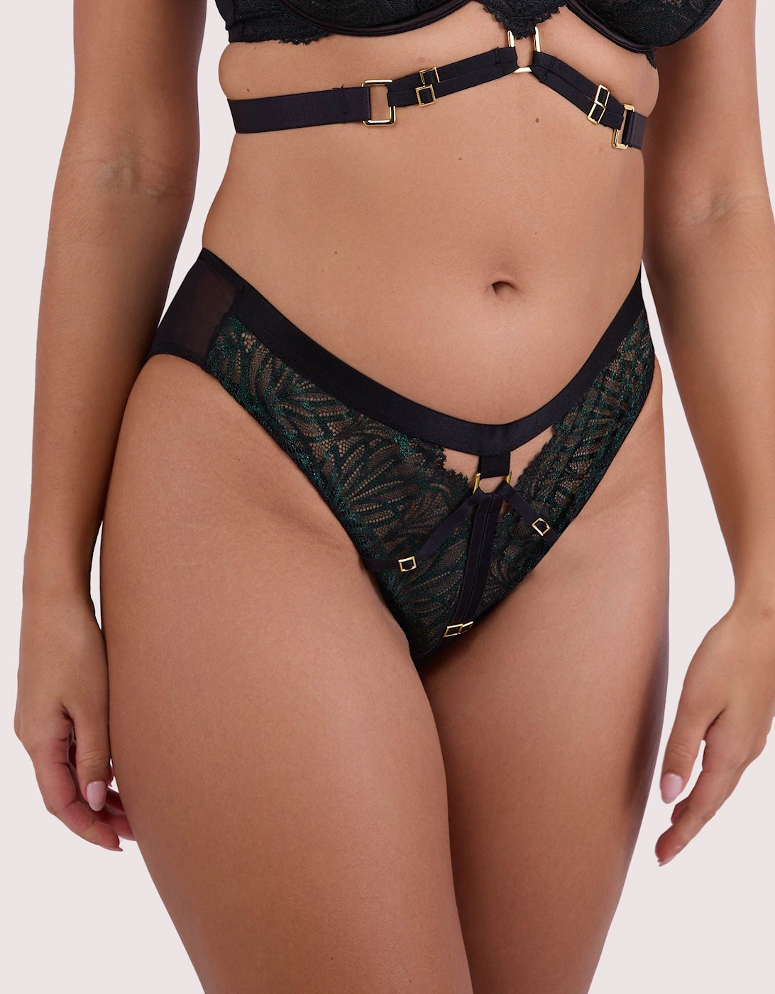 Tabitha Dark Green Wet-Look Lace 'High Waist Brief', 2 of 1