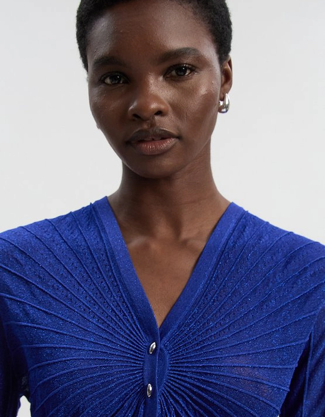 Sparkle Metallic Knitted Fitted Cardigan