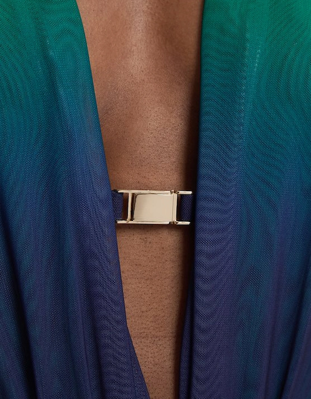 Halter Neck Trim Detail Plunge Ombre Mesh Bodysuit