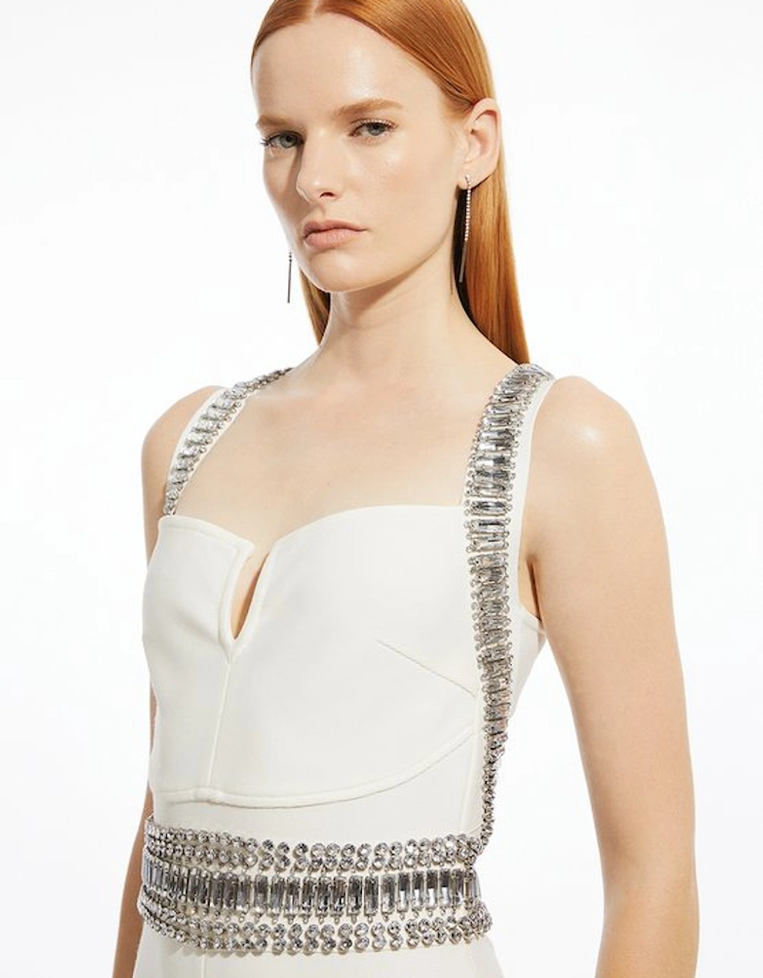 Petite Bandage Figure Form Knit Embellished Maxi Dress