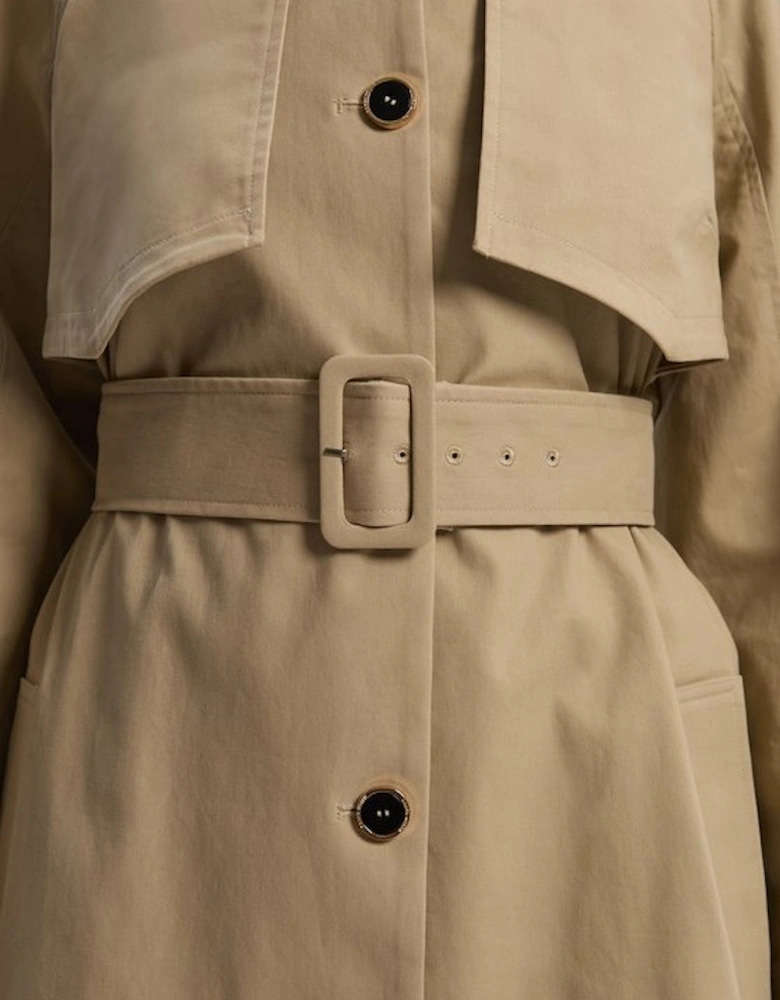 Petite Pleated Black Trench Coat