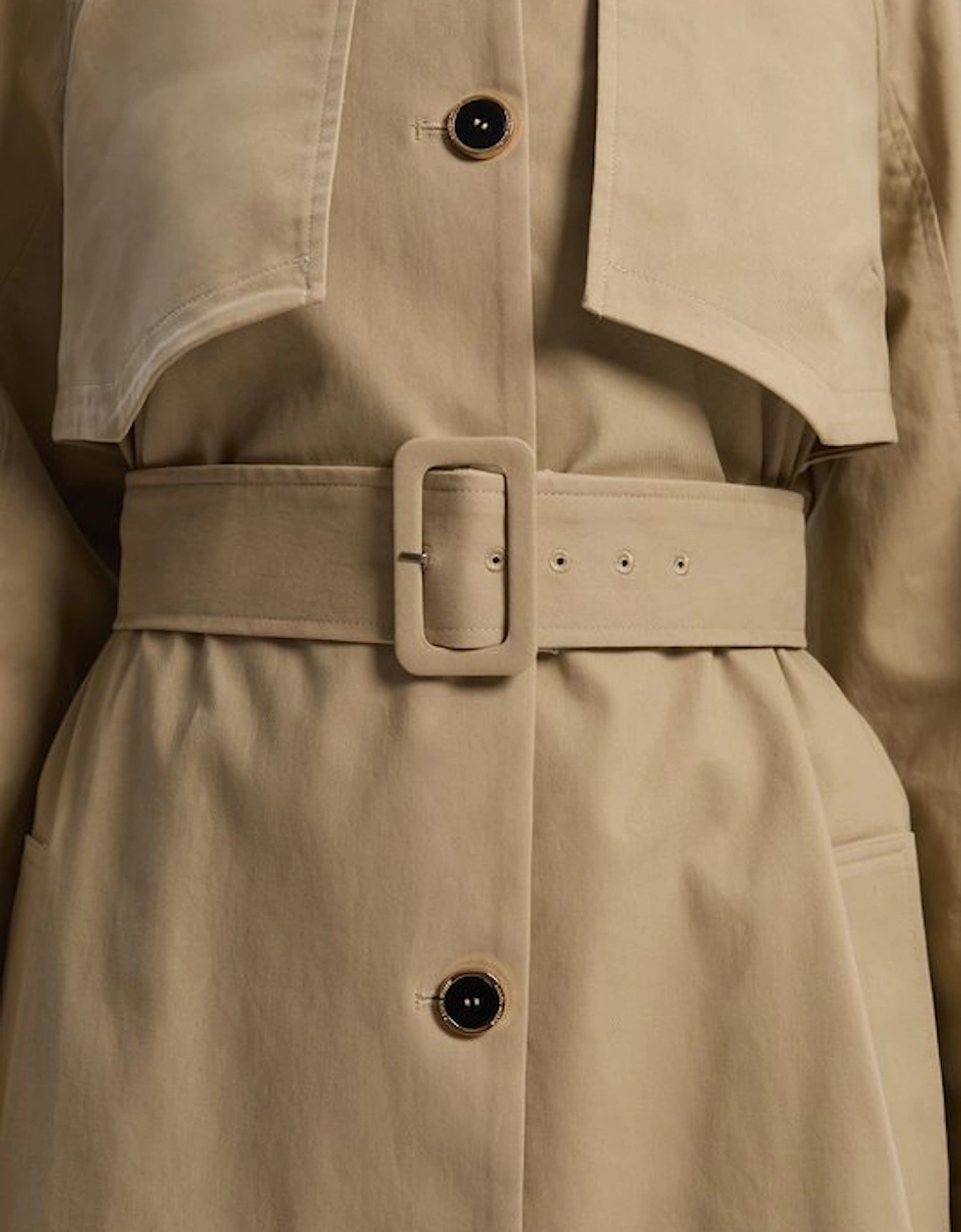 Petite Pleated Black Trench Coat