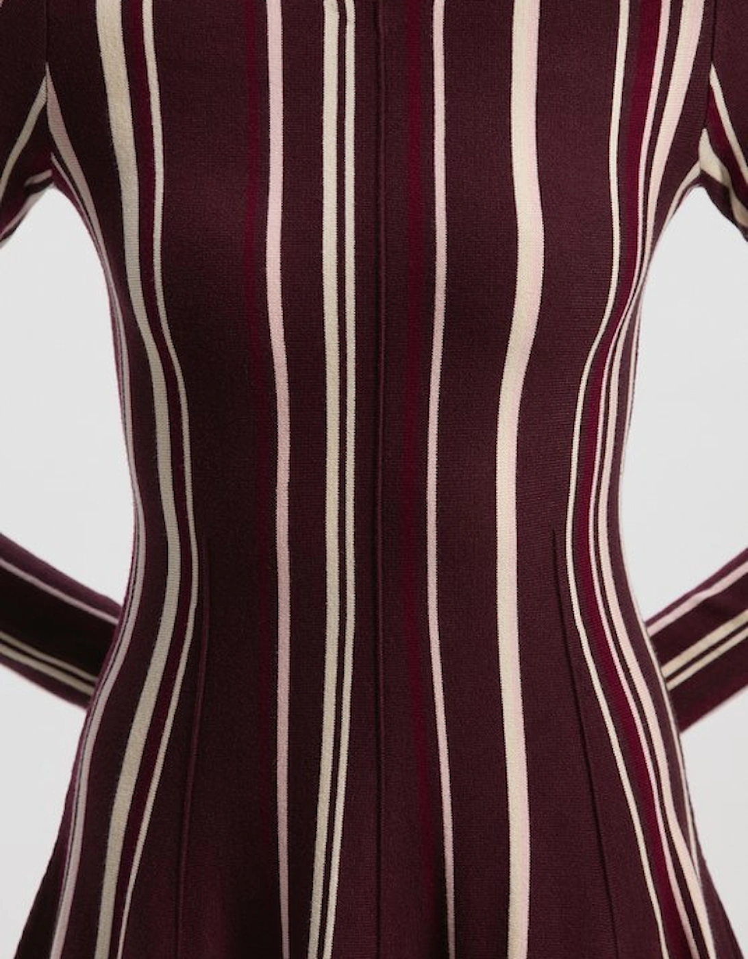 Stripe Viscose Blend Asymmetric Hem Knit Midi Dress