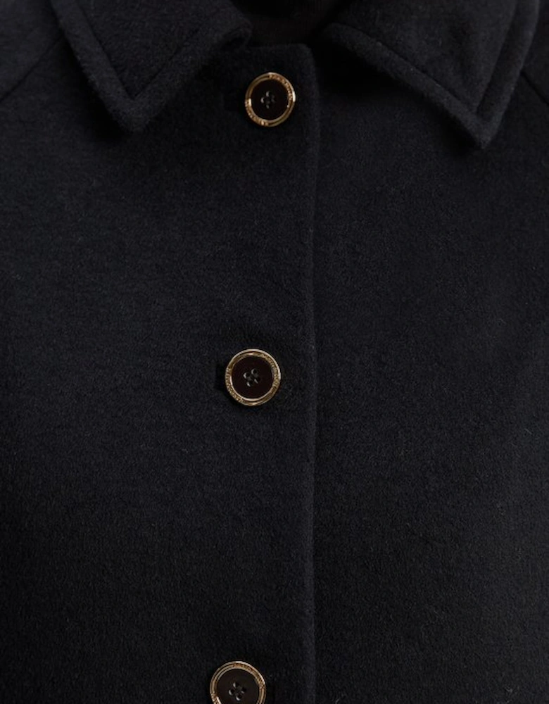 Brushed Wool Collared Tailored Midi Coat