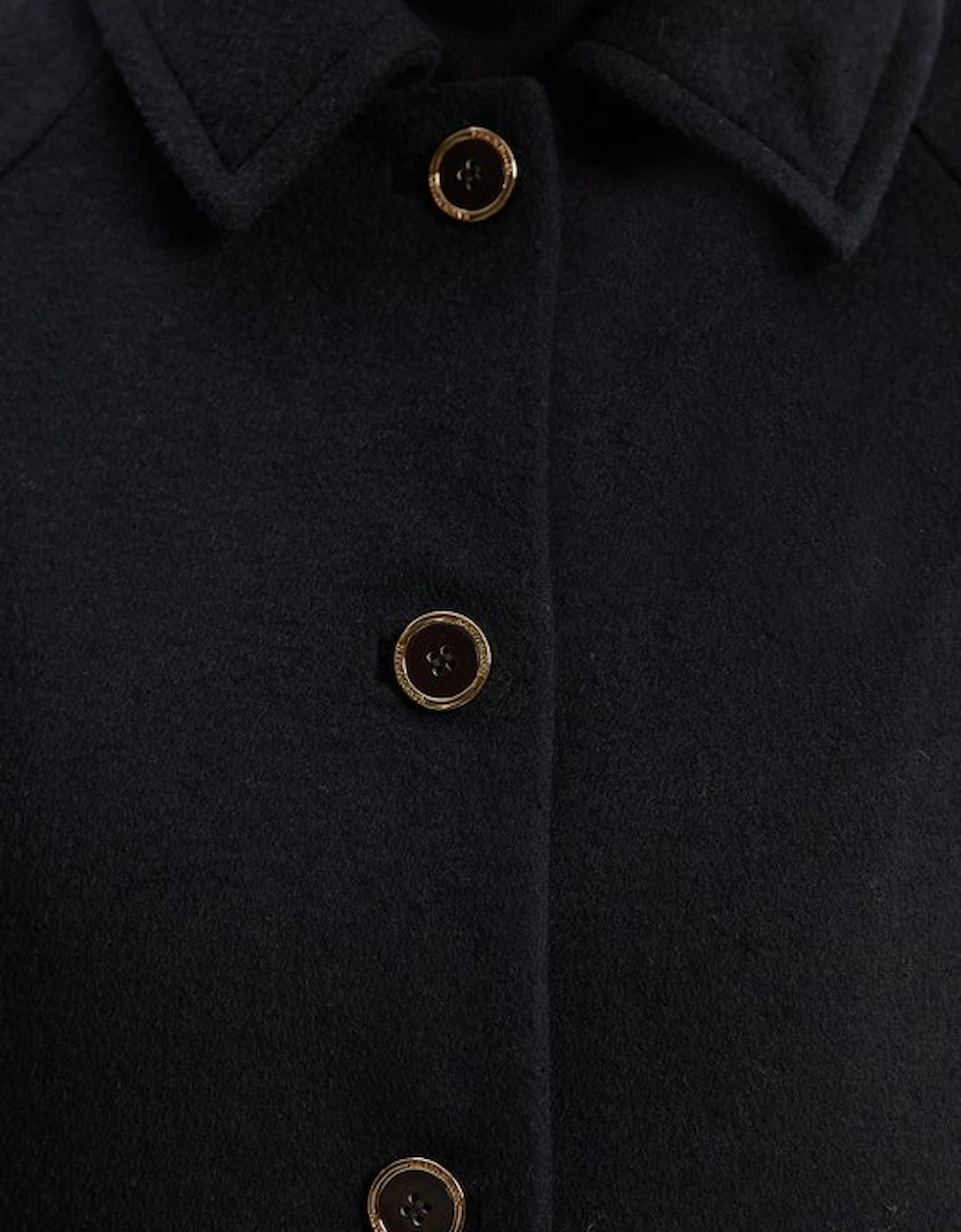 Brushed Wool Collared Tailored Midi Coat