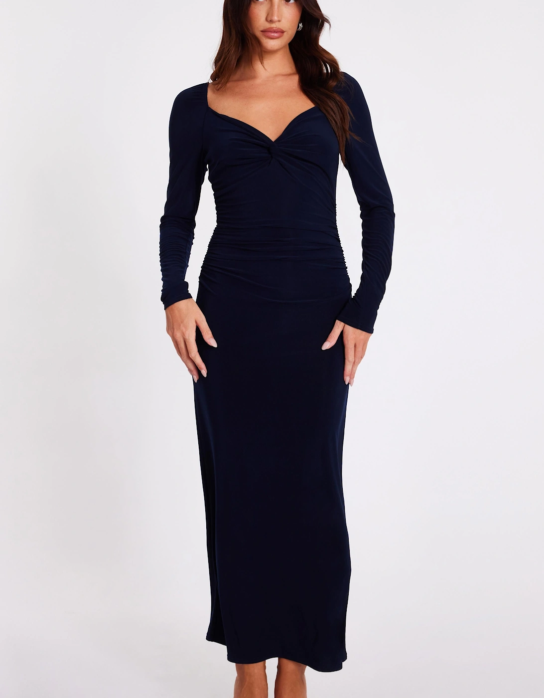 Navy Knot Front Midaxi Dress, 2 of 1