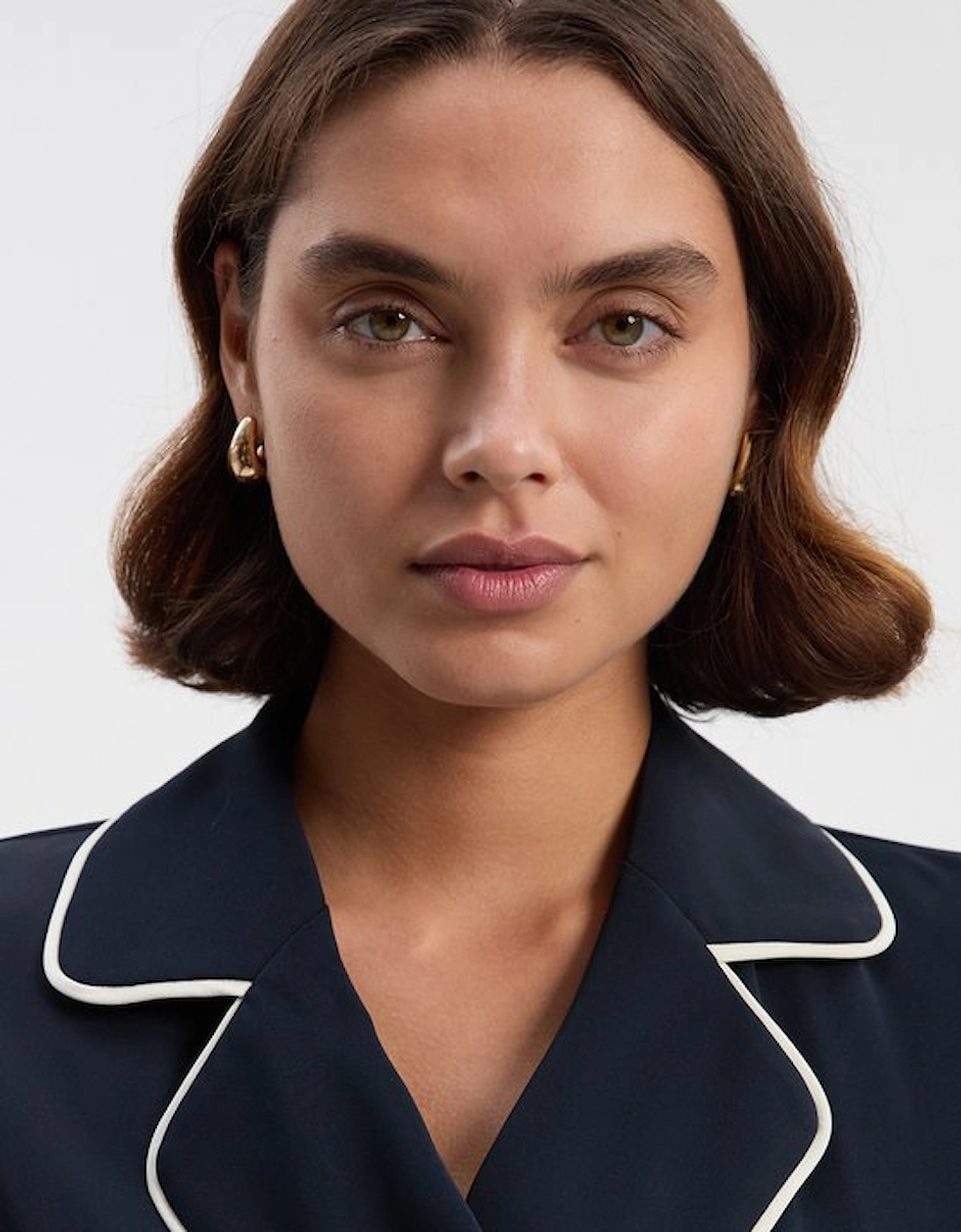 Contrast Tipping Tie Waist Long Sleeve Woven Trench Midi Dress