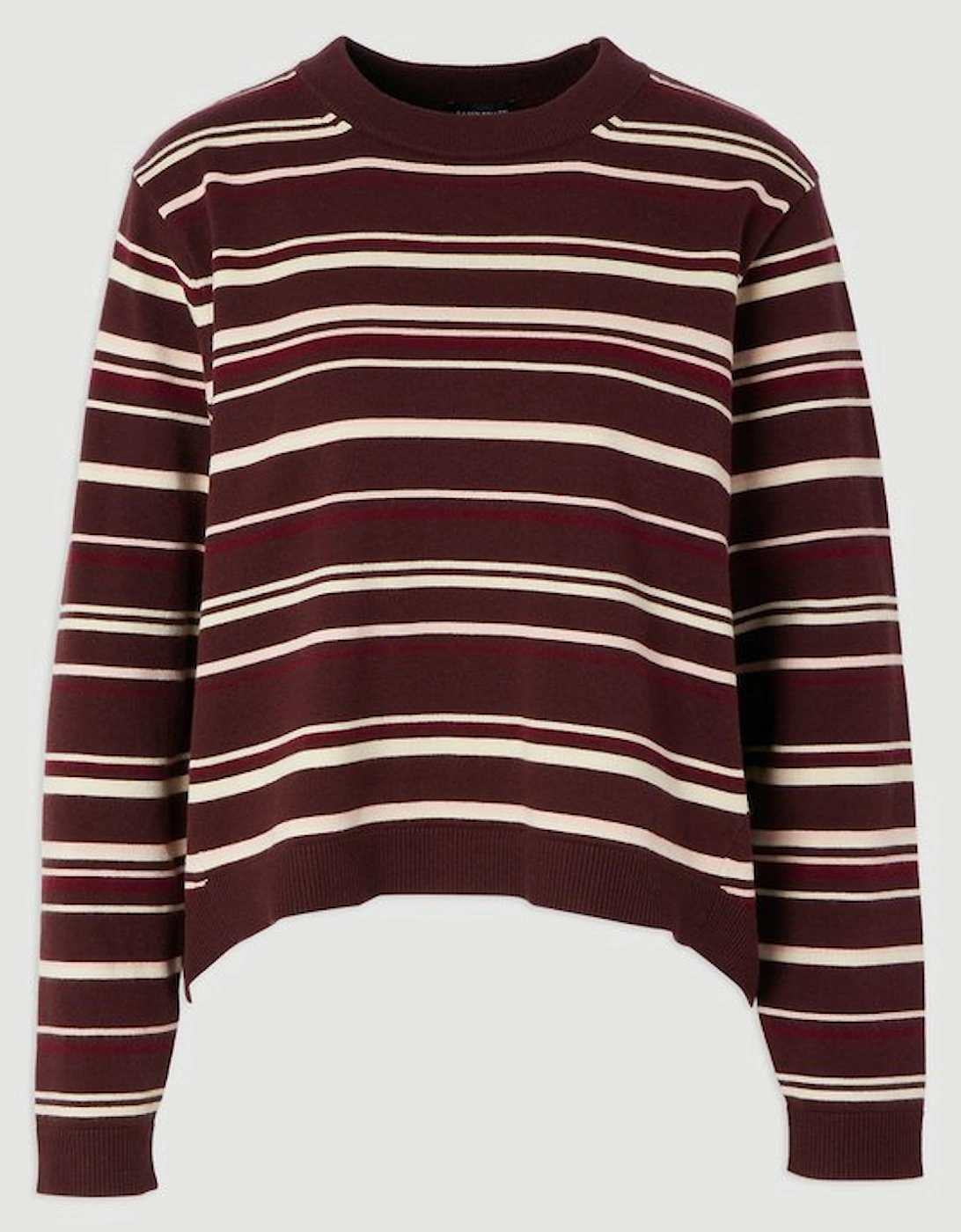 Stripe Viscose Blend Crew Neck Knit Top