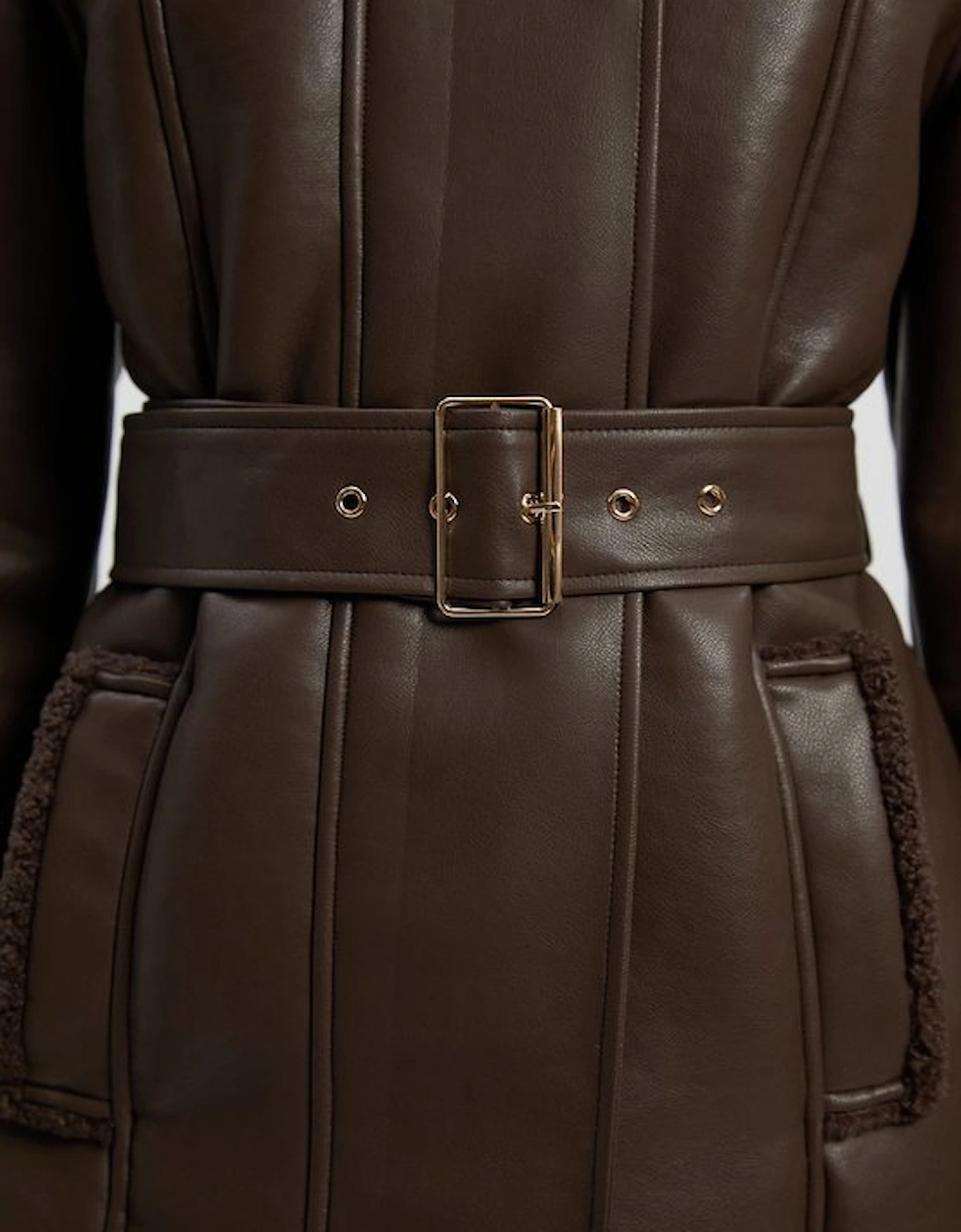 Faux Fur Aviator Longline Coat