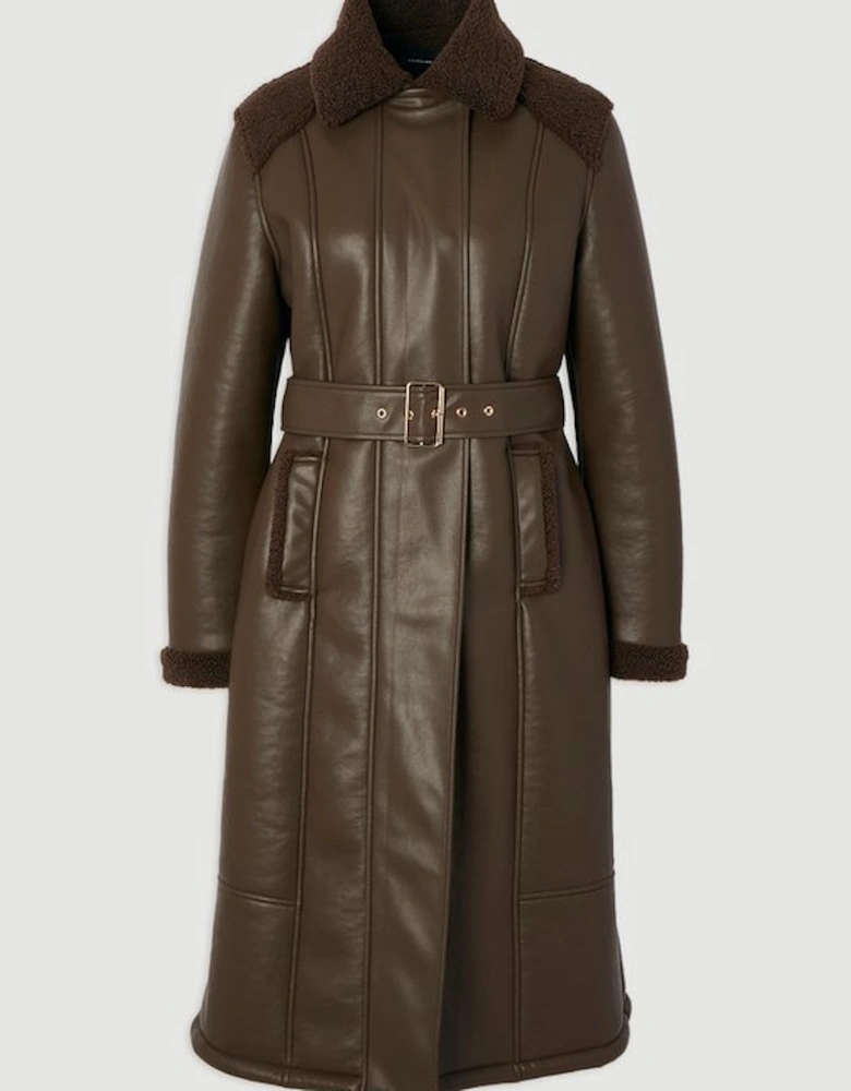 Faux Fur Aviator Longline Coat