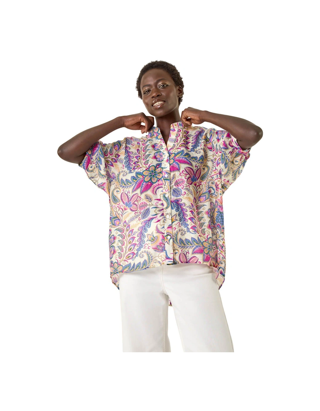 Floral Print V-Neck Blouse, 2 of 1