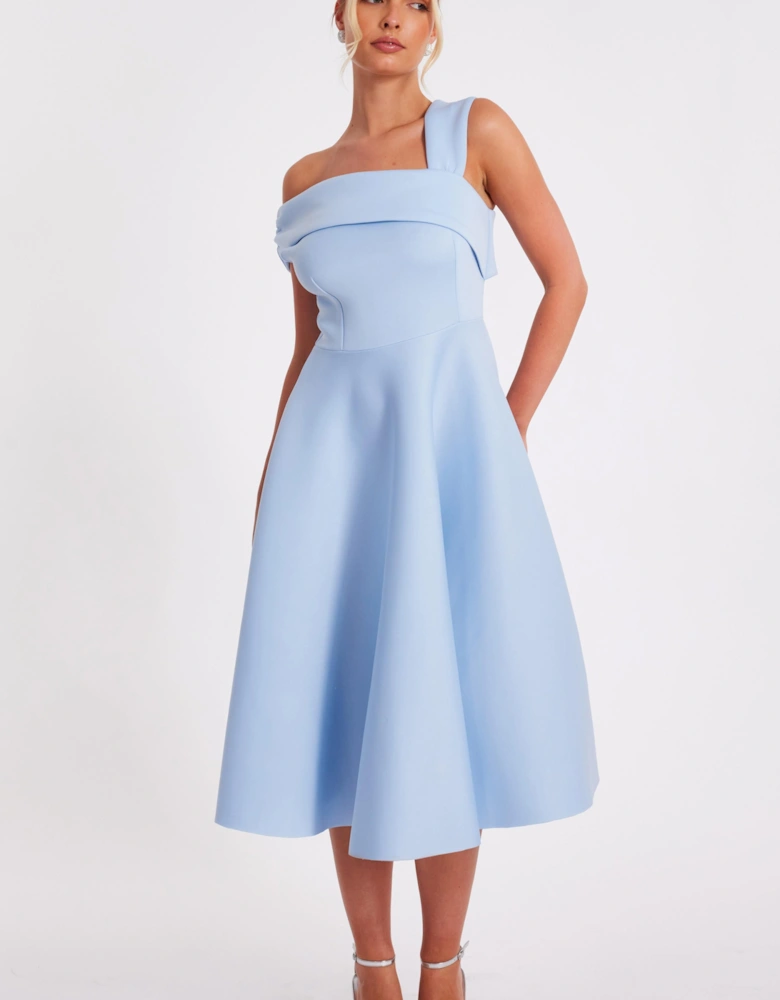 Blue Asymmetric Midi Dress