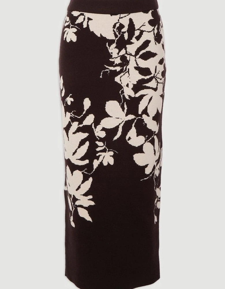 Jacquard Floral Knitted Skirt