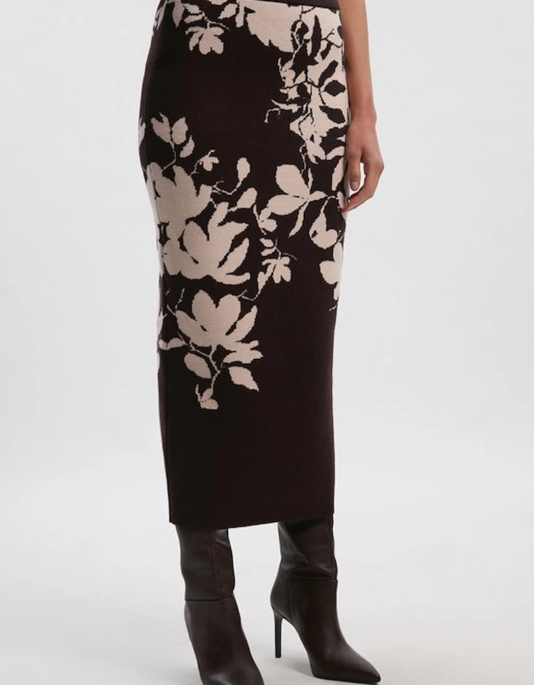 Jacquard Floral Knitted Skirt