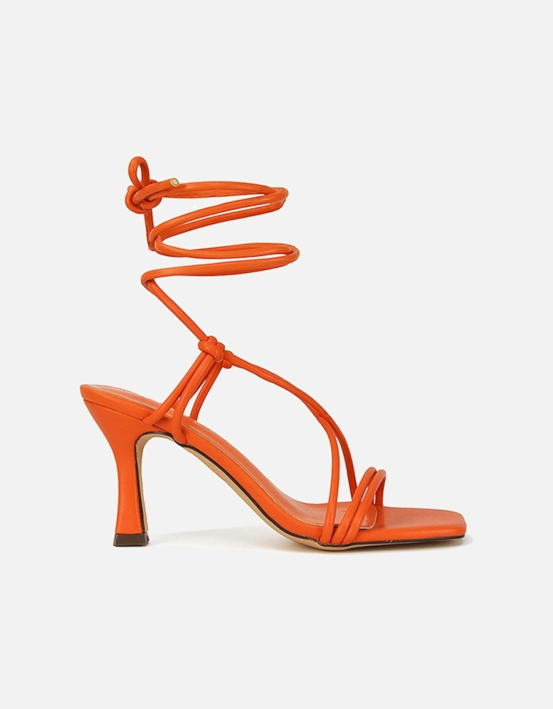 'Callie' Lace Up Square Toe Mid High Heel Sandals