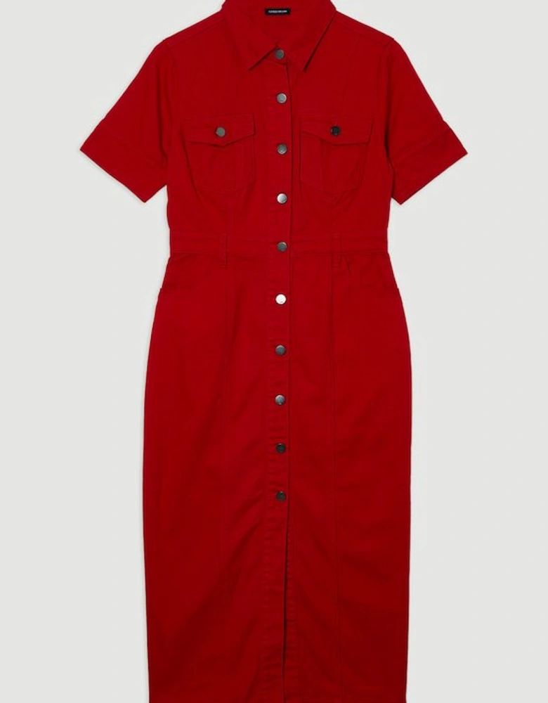 Denim Short Sleeve Shirt Dress