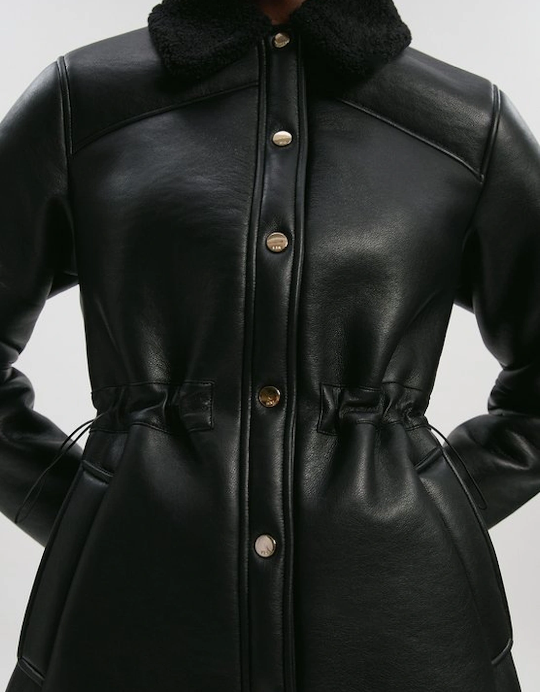 Faux Fur Collar Waisted Coat