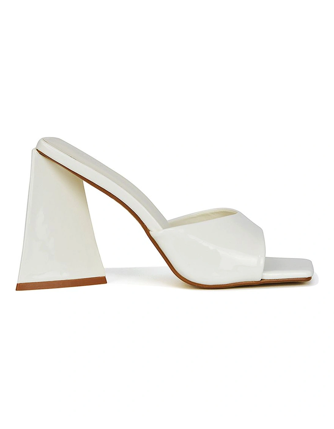 'Gracia' Square Peep Toe Sculptured Flared Block Heeled Mules, 2 of 1