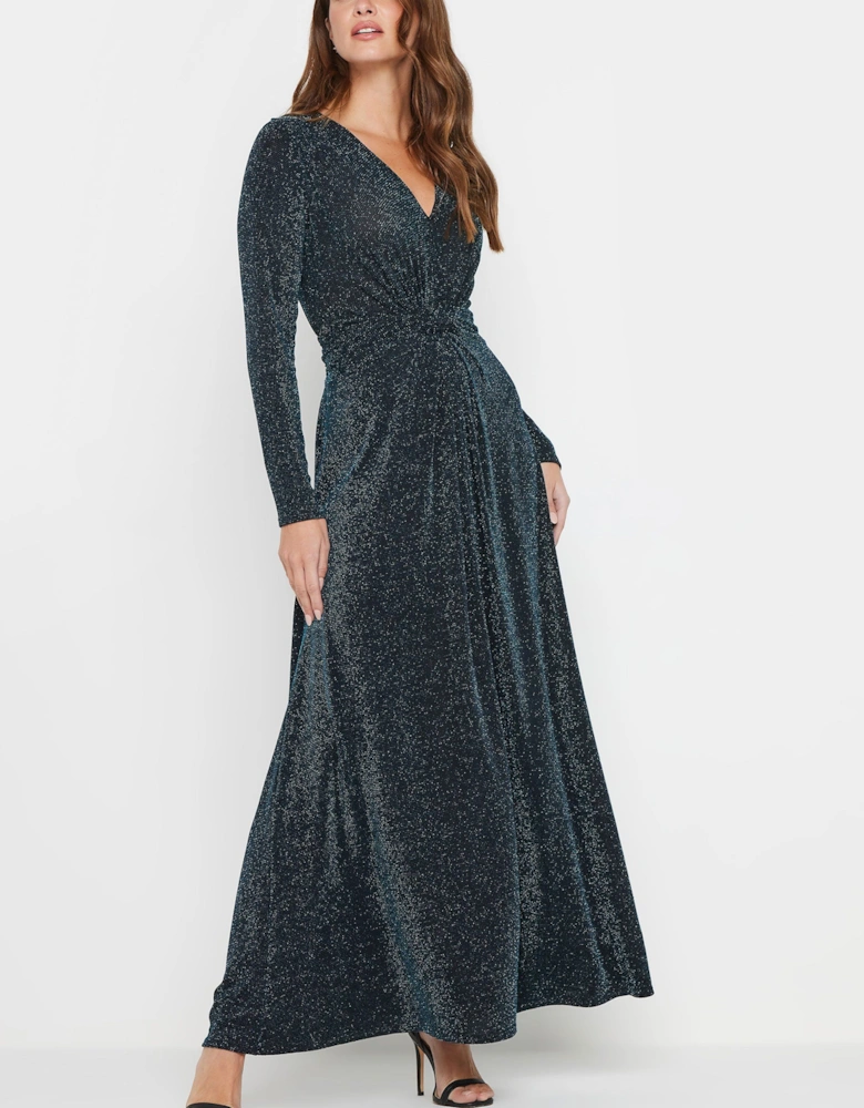 Knot Front Metallic Maxi Dress
