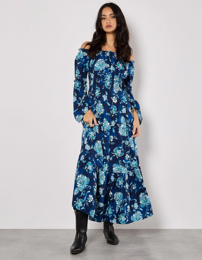 Floral Bardot Maxi Dress