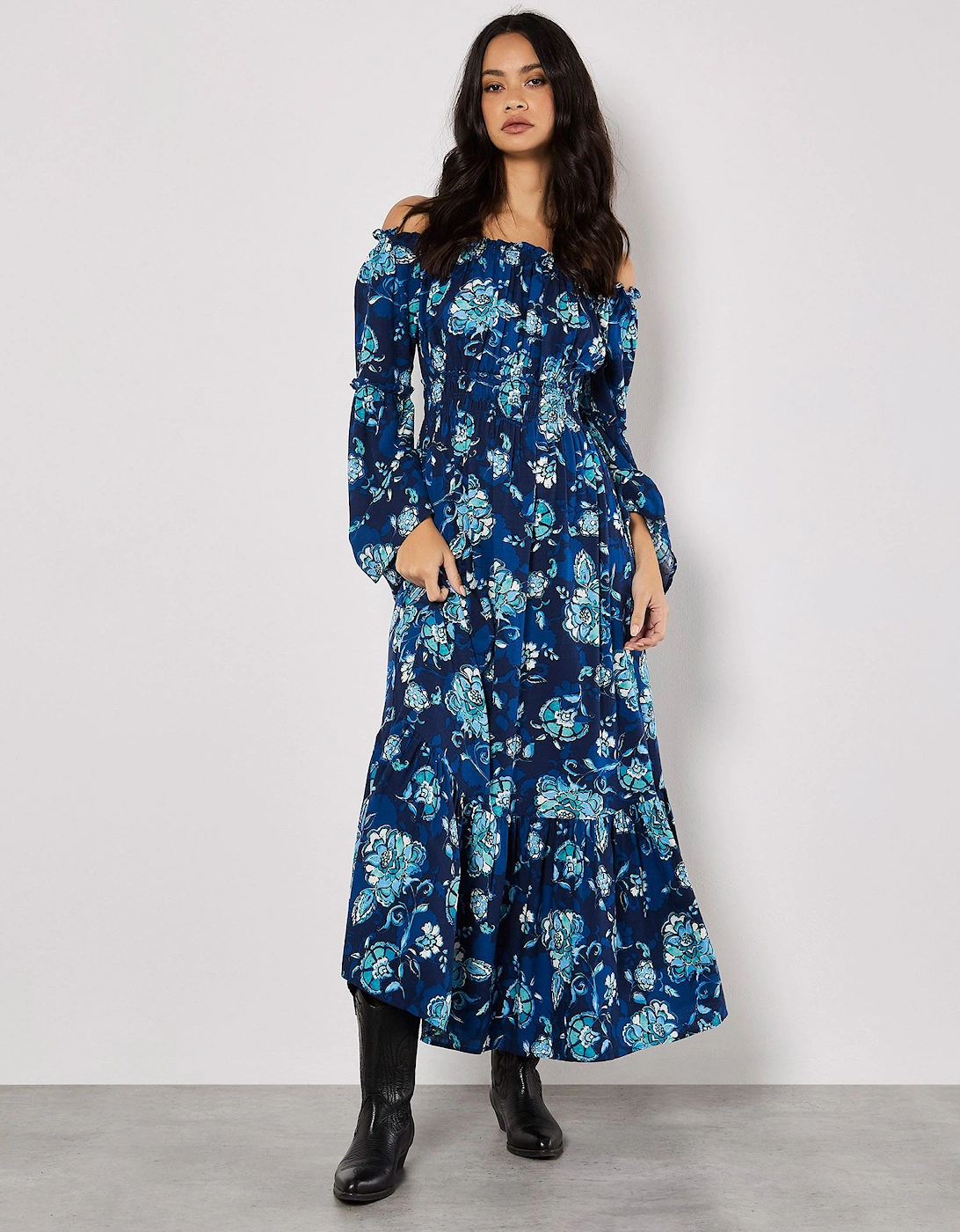 Floral Bardot Maxi Dress, 2 of 1