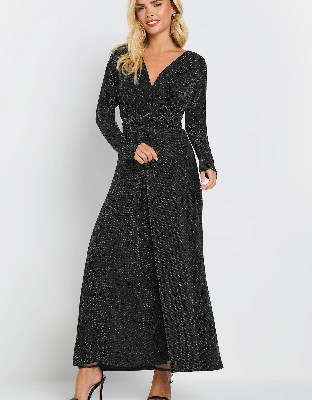 Petite Knot Front Metallic Maxi Dress, 2 of 1