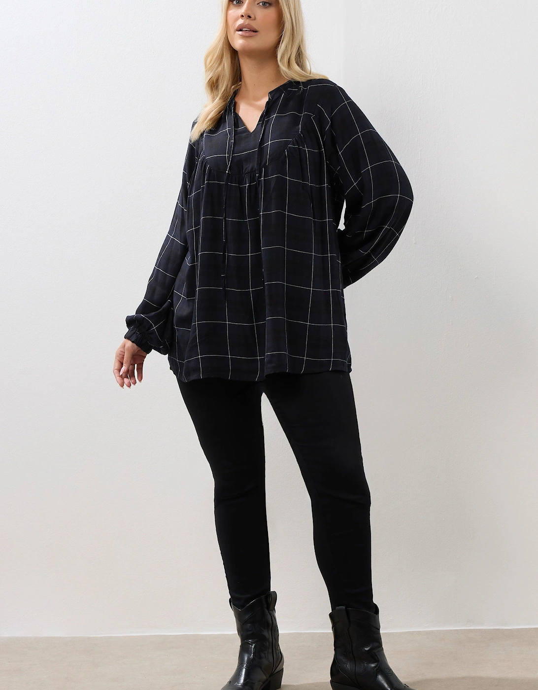 Check Tie Neck Blouse, 2 of 1